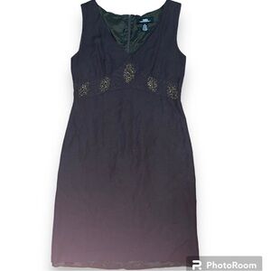 B. Moss 10 Dress Collection Brown Elegant gown with beadwork on bust